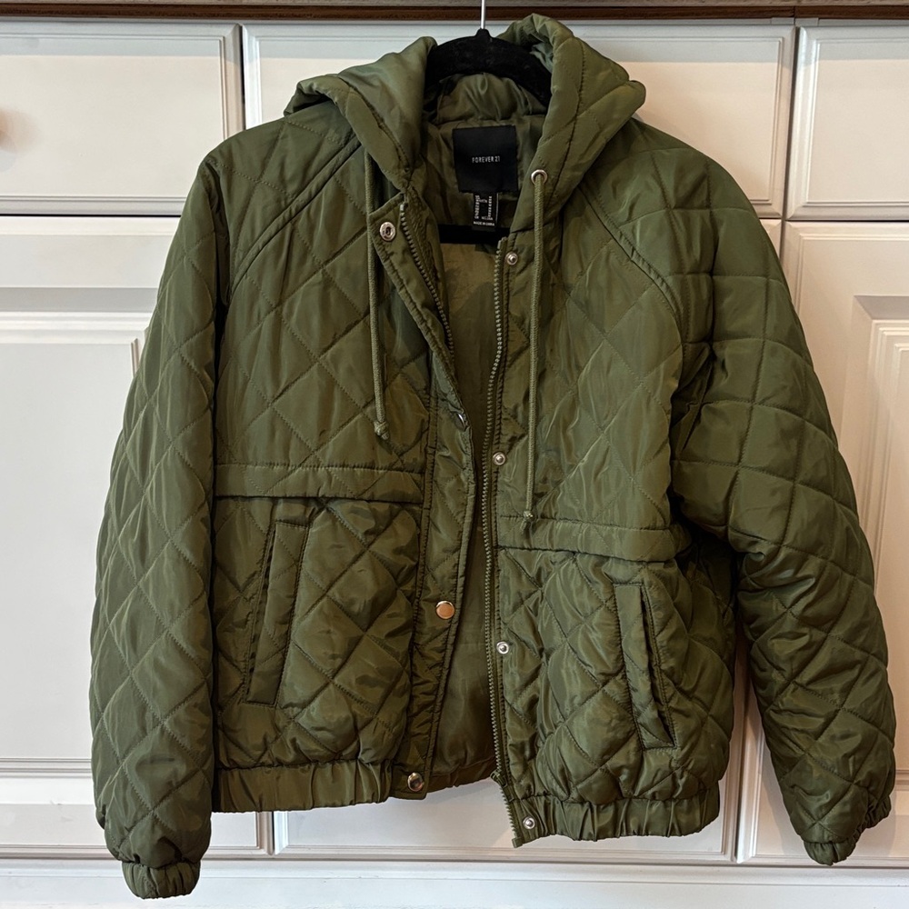 Quilted Green Hooded Jacket